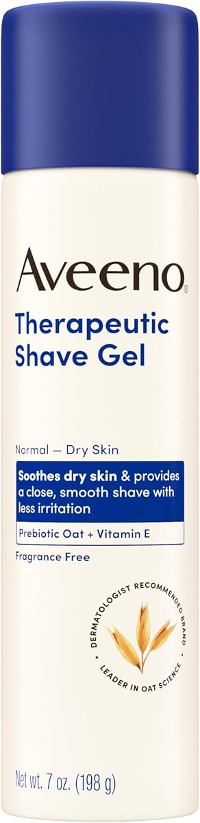 Therapeutic Shave Gel for Women & Men, Sensitive Skin Shaving Cream with Prebiotic Oat & Vitamin E, Helps Prevent Razor Bumps & Skin Irritation, Soothes Dry Skin, Fragrance-Free, 7 Oz