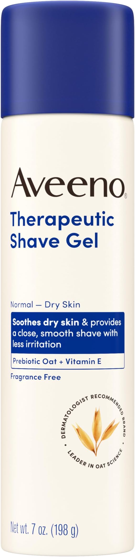 Aveeno Therapeutic Shave Gel for Women & Men, Sensitive Skin Shaving Cream with Prebiotic Oat & Vitamin E, Helps Prevent Razor Bumps & Skin Irritation, Soothes Dry Skin, Fragrance-Free, 7 Oz