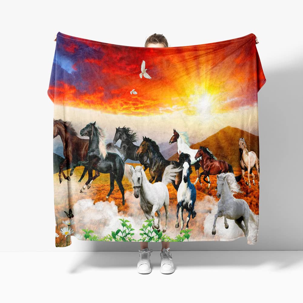 Morbuy 3D Cobijas de Invierno Grandes, Franela Bedding Manta de Felpa Suave Aire Acondicionado de Oficina Mantas de Sofá Cama para Bolsa de Dormer (Dibujo De Caballo,76x100cm)
