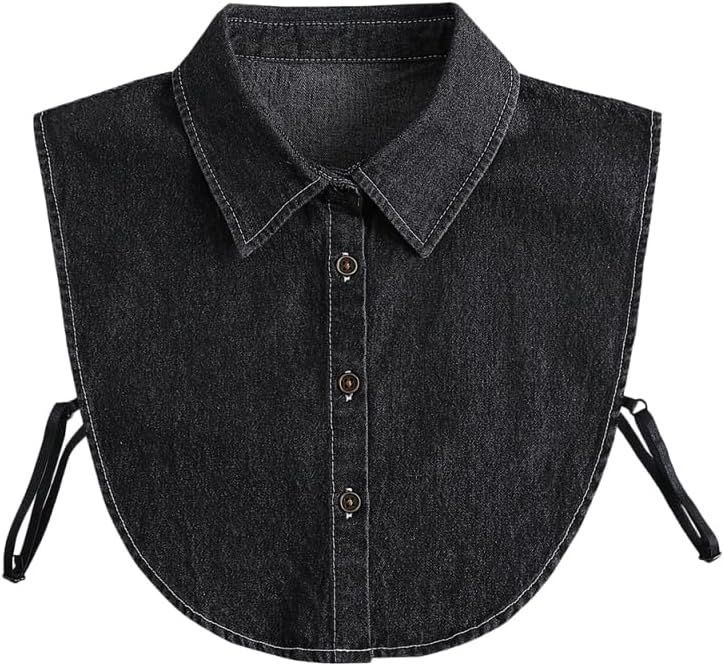 Angoily Black Denim Collar, Fake Collar Shirt, Detachable Fake Denim Shirt Insert for Women Lightweight Accessory for Sweaters Dresses Jackets and Casual Wear Stylish Faux Blouse Extenders Classic