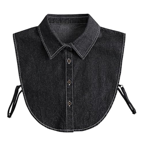 Veemoon Fashionable Lady Fake Collar Denim Sweater Detachable Collar Lightweight and, Black, 35.00X30.00X0.50CM