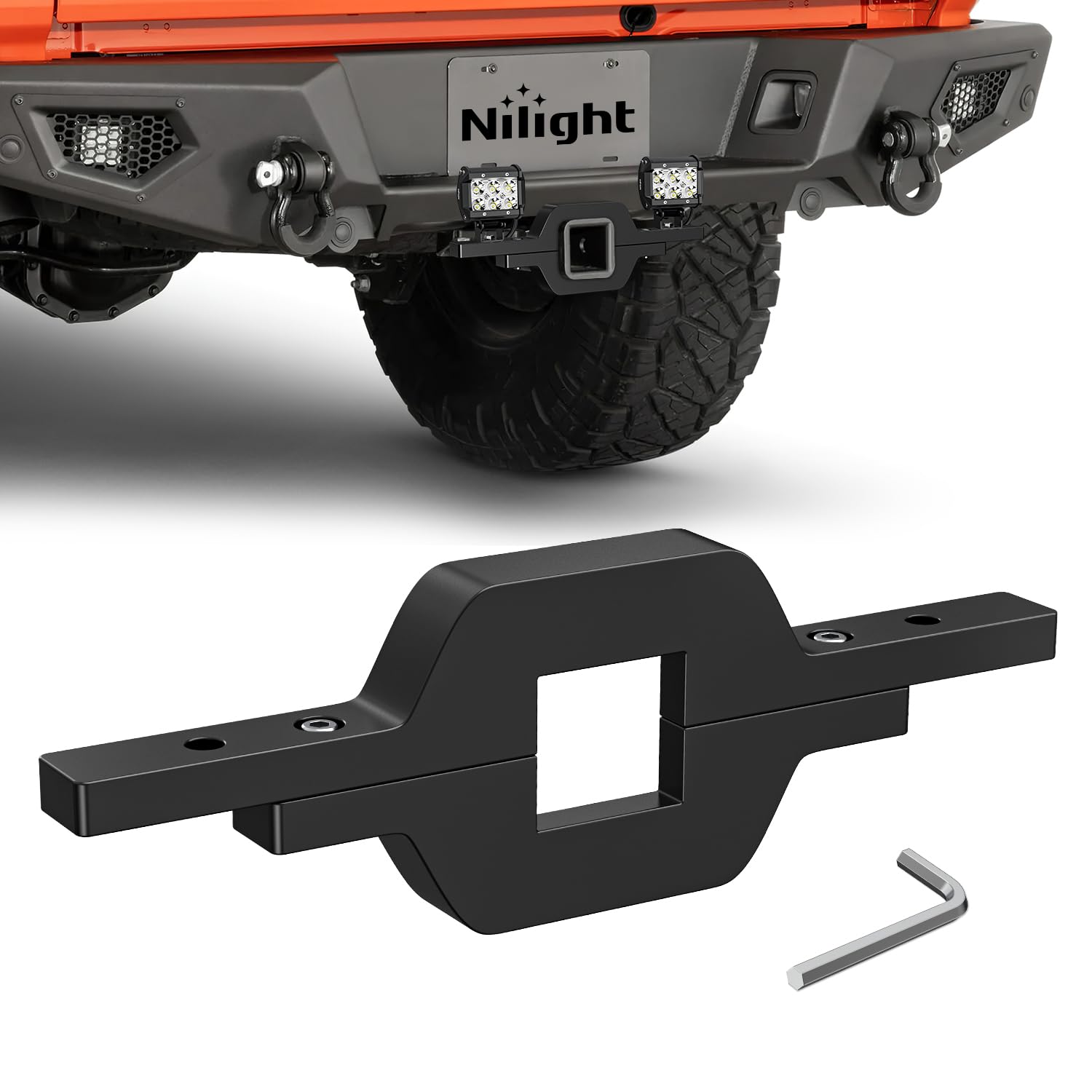 Nilight 1-1/4" Towing Hitch Receiver Bracket for Dual LED Lights | Without Light for Truck Trailer RV SUV Pick Up fit Dual LED Work Light Reverse Rear Back Up Off Road Lights