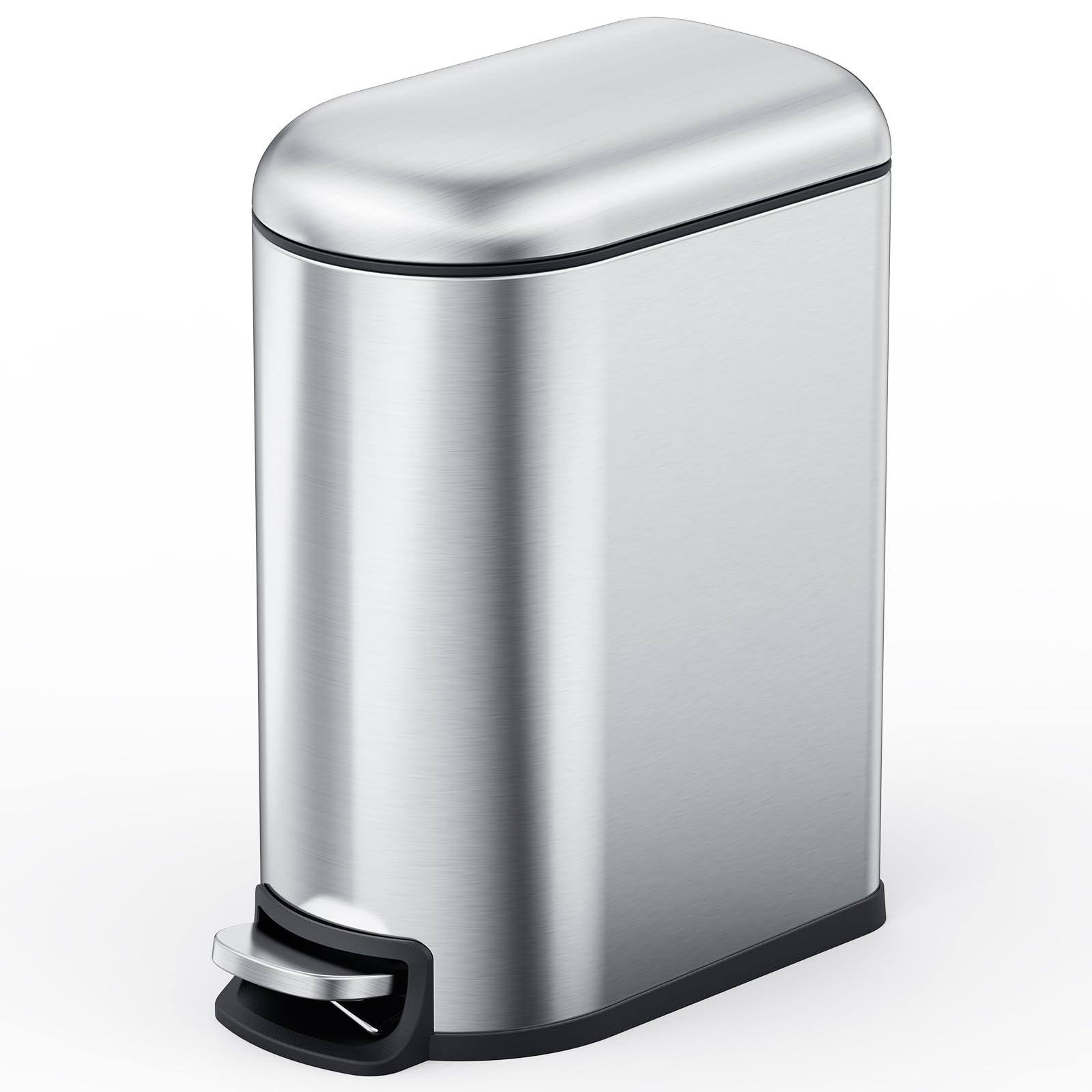 Photo 1 of CEROELDA 1.3 Gallon Slim Step Trash Can - Silver