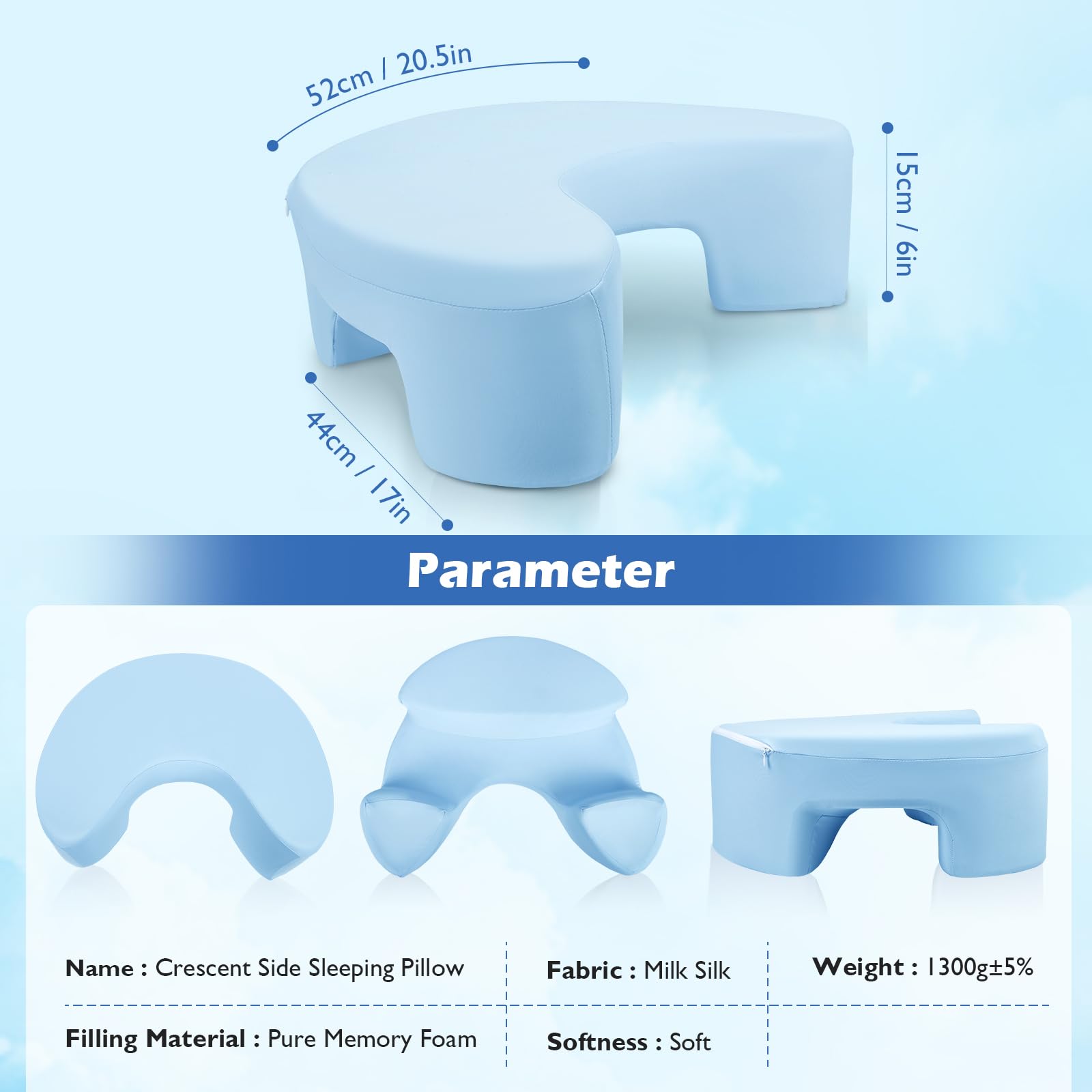 Cojín Lateral para aliviar el Dolor de Hombro, Almohada Anti Ronquidos y Apnea del Sueño, Almohada para Dormir de Lado con 4 Agujeros para Brazos, Almohada Ergonómica para Cervical y Hombros