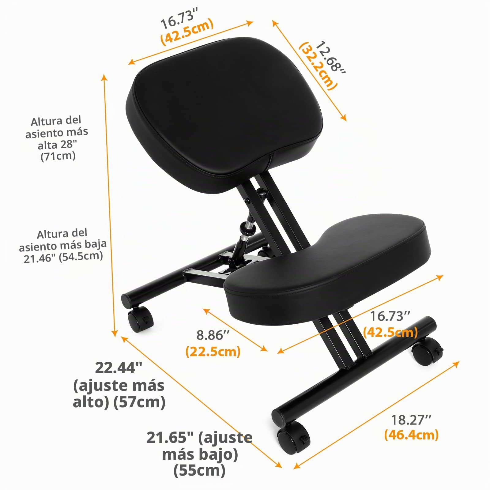 Himimi Silla ergonómica de Rodillas, Taburete para la Rodilla, para Mejorar la Postura, Ajustable, para casa y Oficina