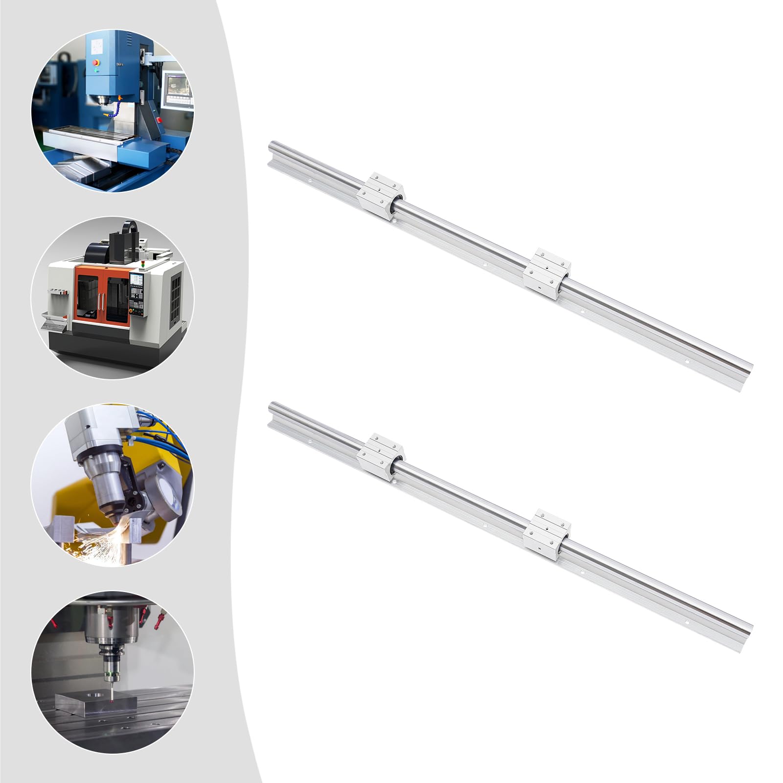 Binario lineare SBR25, 1000 mm, 2 pezzi guida lineare con 4 blocchi di cuscinetti, antiruggine, fori preforati, precisione G6, per macchine CNC, stampanti 3D, fresatrici, alta capacità di