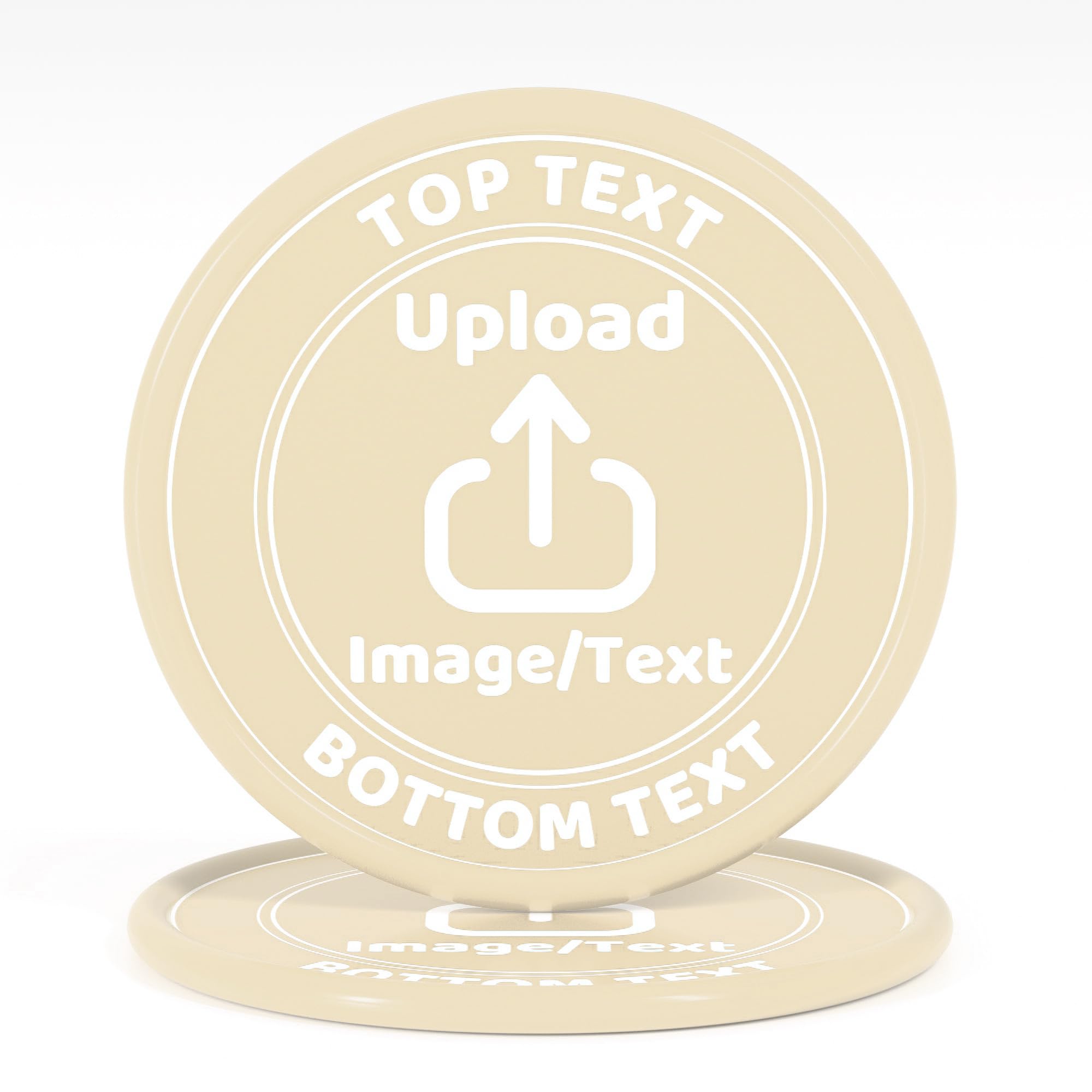 200-1000 Custom Plastic Poker Chips, Drink Chips Personalized Your Own Logo, Image and Text, Double Sided Full Color Printing Custom Tokens for Bar, Party, Business Cards and Promotions (Beige)