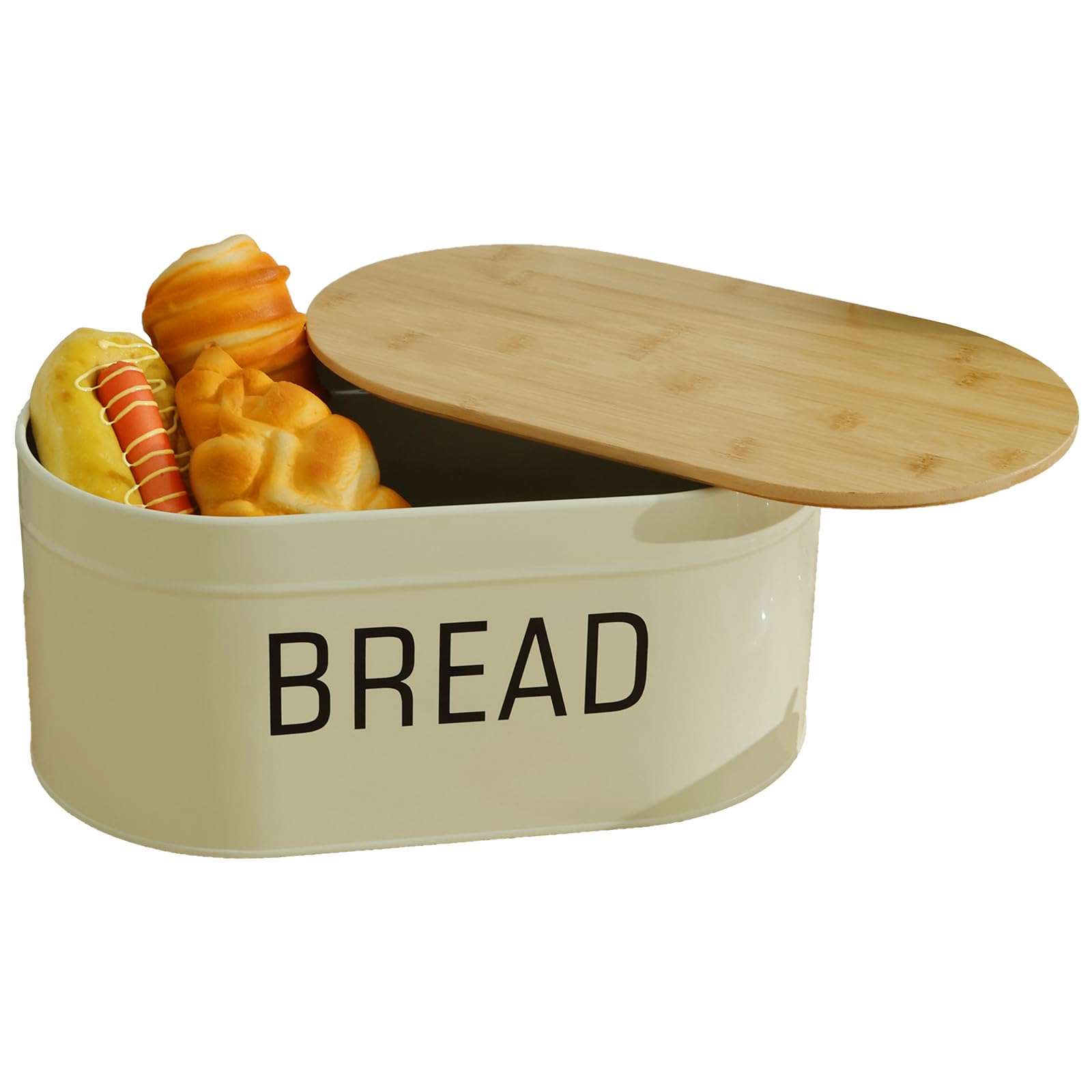 NIHUIFDPY Vintage Bread Bin, Bread Bins for Kitchen with Wooden Cutting Board Lid, Large Capacity Breads Storage Container to Keep Contents Fresher for Longer