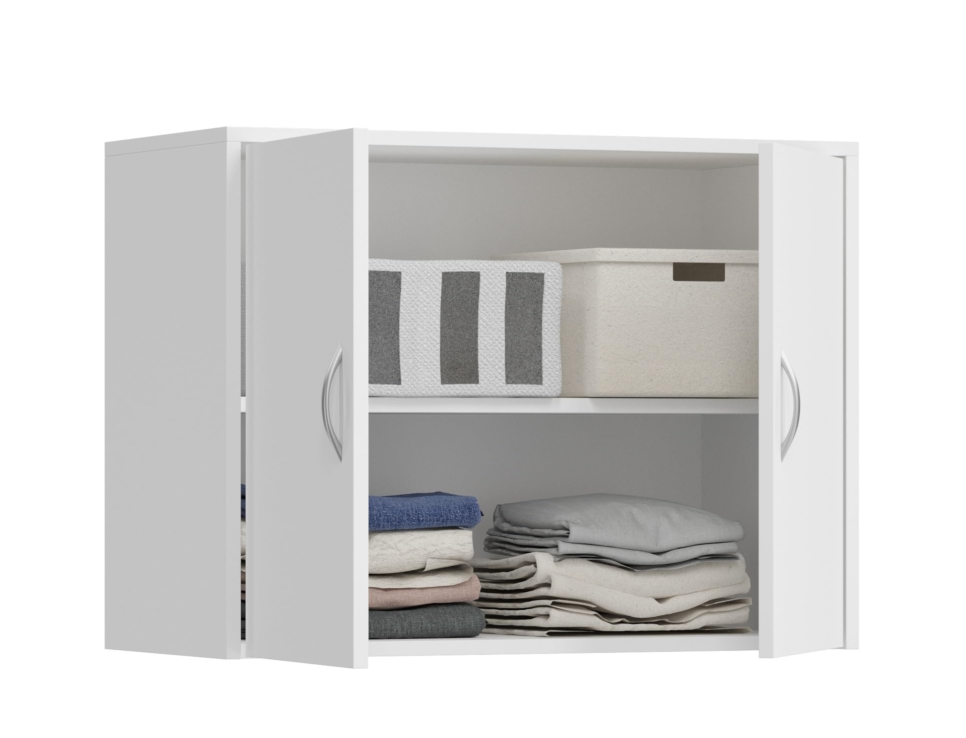 Armadietto alto da ufficio Armadietto multiuso, con 4 ante e 7 scomparti, 235 x 74 x 35 cm (Bianco)