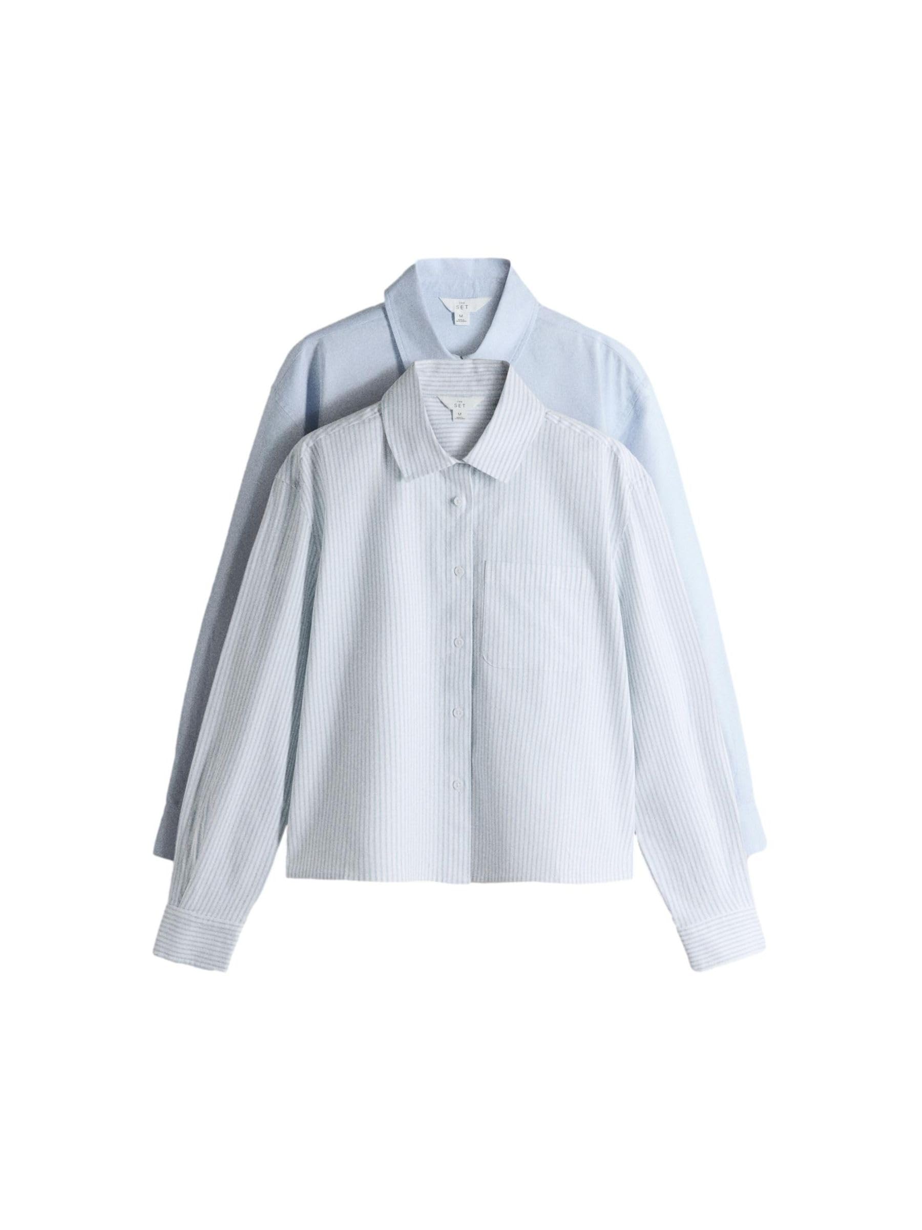 THE SET Donne Confezione da 2 Camicie Corte a Maniche Lunghe | Adulto, Standard