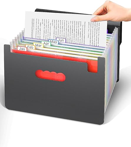 Miniatura 7 de Carpetas de archivos expansiblesorganizador de archivos de acordeóncaja de archivos portátil, carpeta de archivos expandible de 13 bolsillos con asa