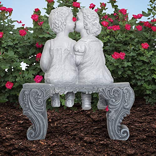 Boy & Girl Kissing Garden Statue (Large) Decorative Yard and Lawn Decoration | Weather-Resistant Ceramic | Inspiring Love and Romance Decor 15" x 12-1/2" x 5-3/4" - Thumbnail 5