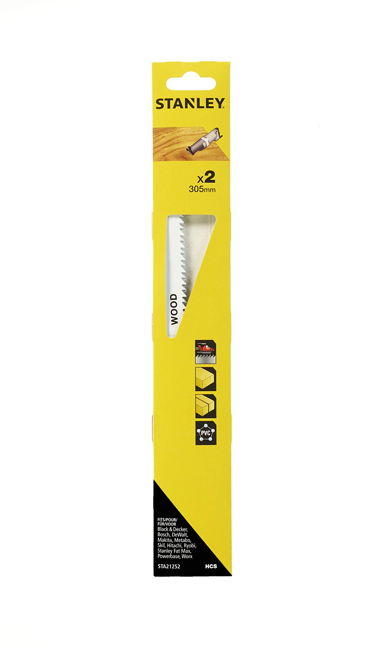 Stanley Sta21252-Xj 2 Hojas Hcs Para Corte Fino Y Recto For Diyers & Professionals, Designed For Repair, Installation And Workshop Tasks, 2-Piece Set