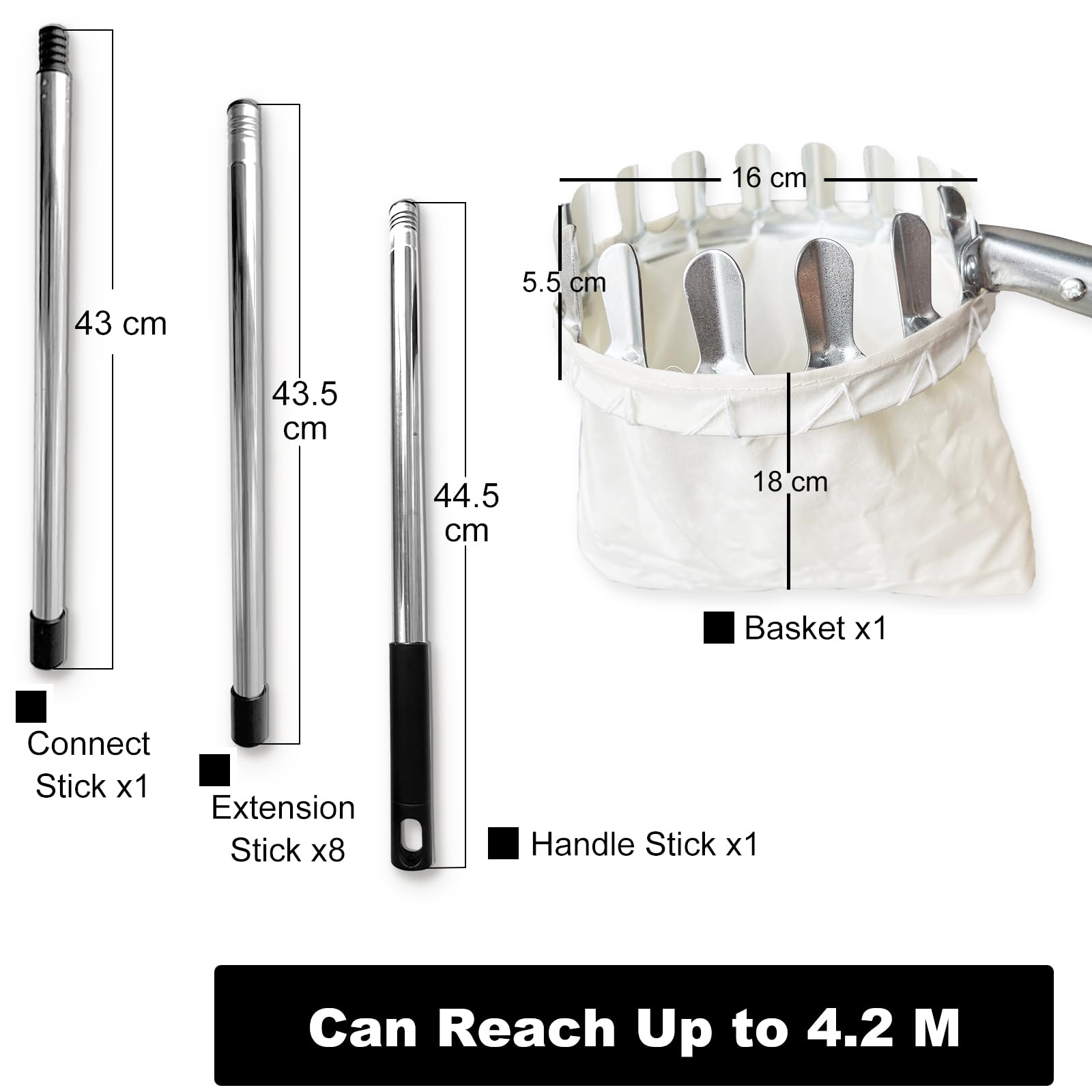 4.2M Apple Picker with Telescopic Handle, Fruit Picker - Image 2