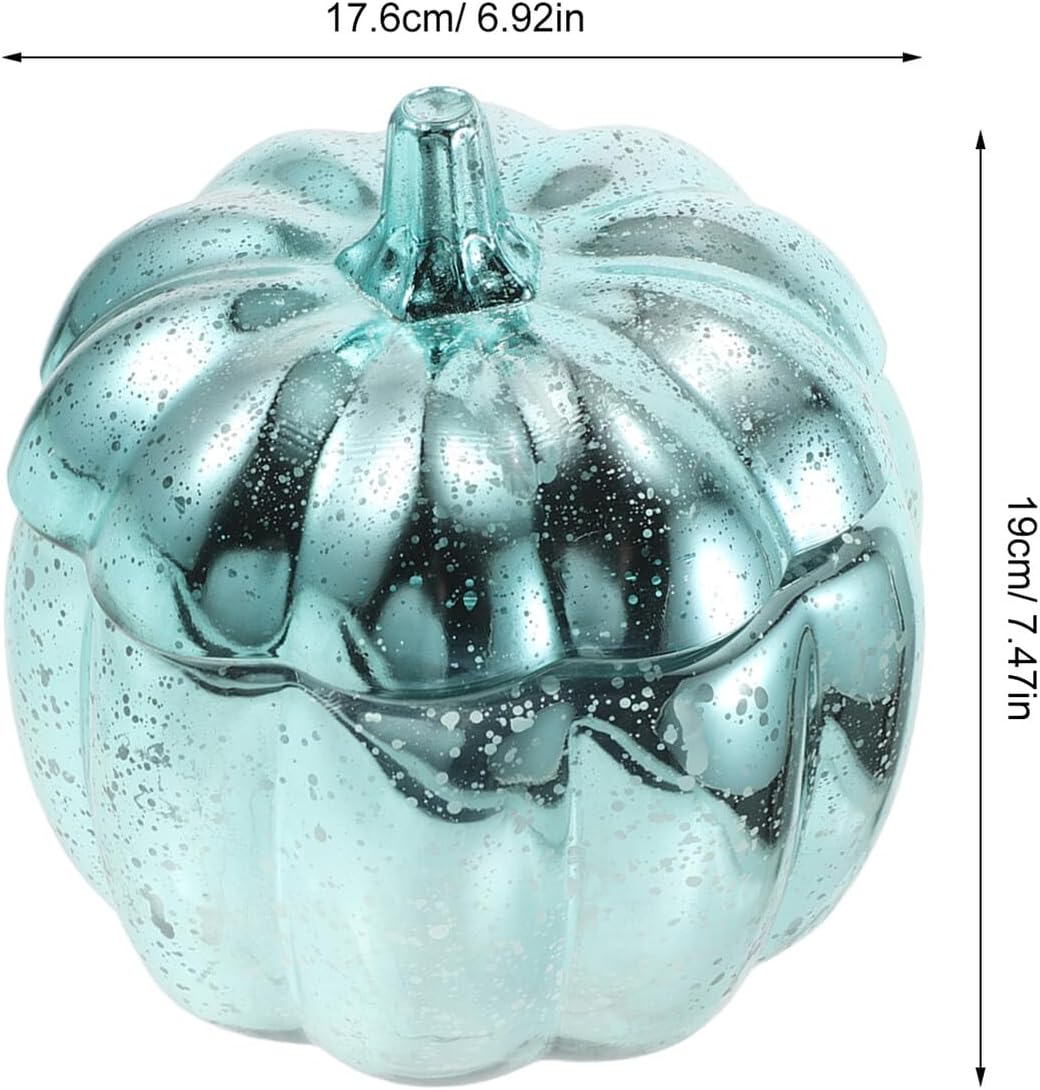 Zerodeko Glass Pumpkin Candy Dish with Lid, Food Storage Canister for Snacks and Chocolates, Decorative Glass Pumpkin-shaped Jar for Halloween and Autumn Kitchen Counter Storage