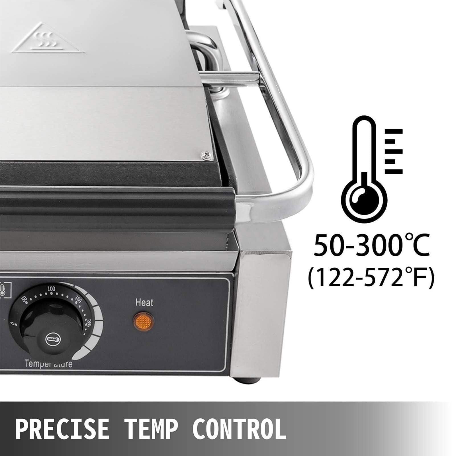 QUTBAG Griglia elettrica per panini, Macchina per Toast per panini a Contatto Commerciale con Controllo della Temperatura di 50-300 ℃, Macchina cuocere Hamburger Antiaderente per preparare Colazione
