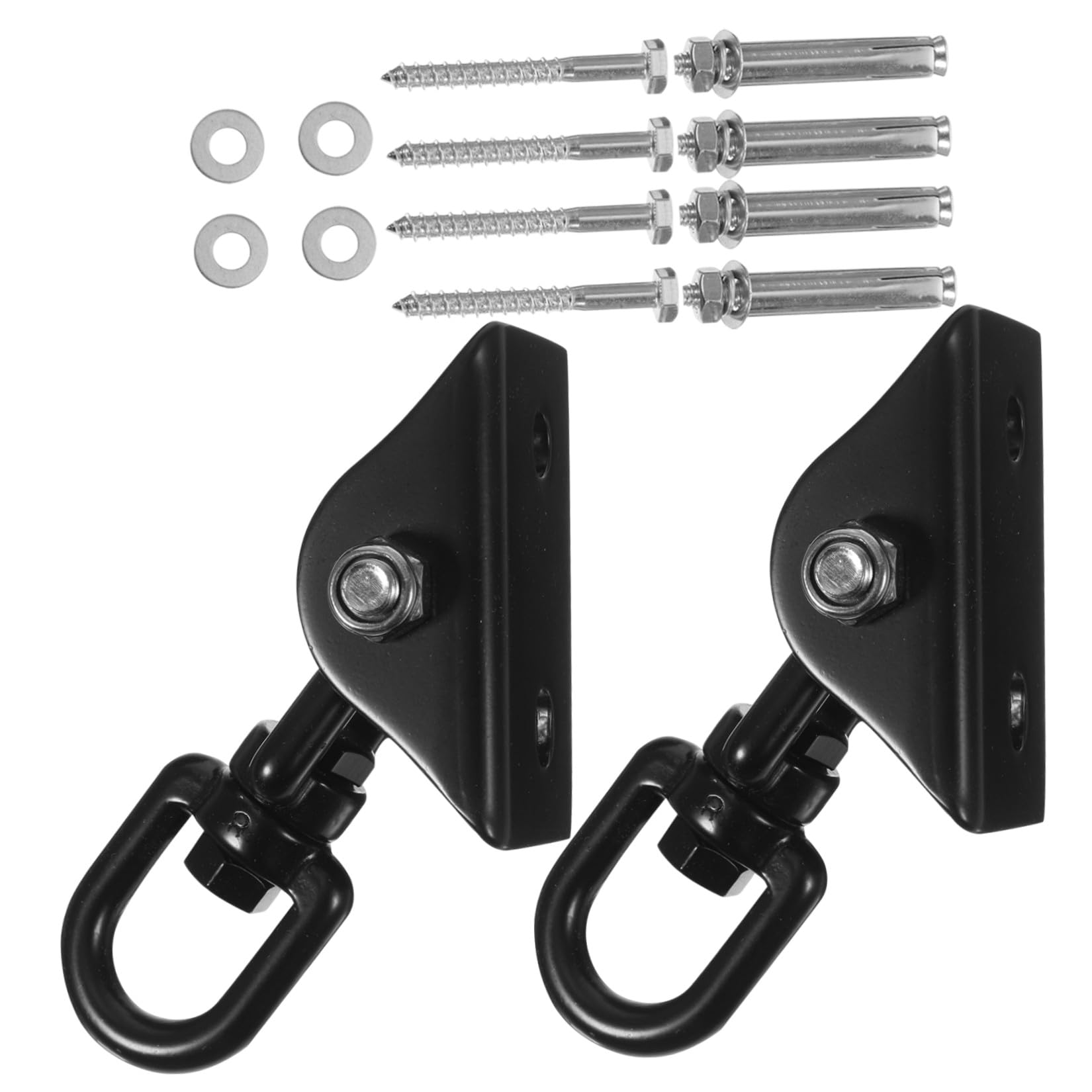 BESPORTBLE 2 Juegos Gancho de Techo de Acero Inoxidable Giratorio, Negro, 992 LB, para Hamaca y Silla Colgante, Placa de Colgado Fija Segura, Jardín y Patio, Adultos
