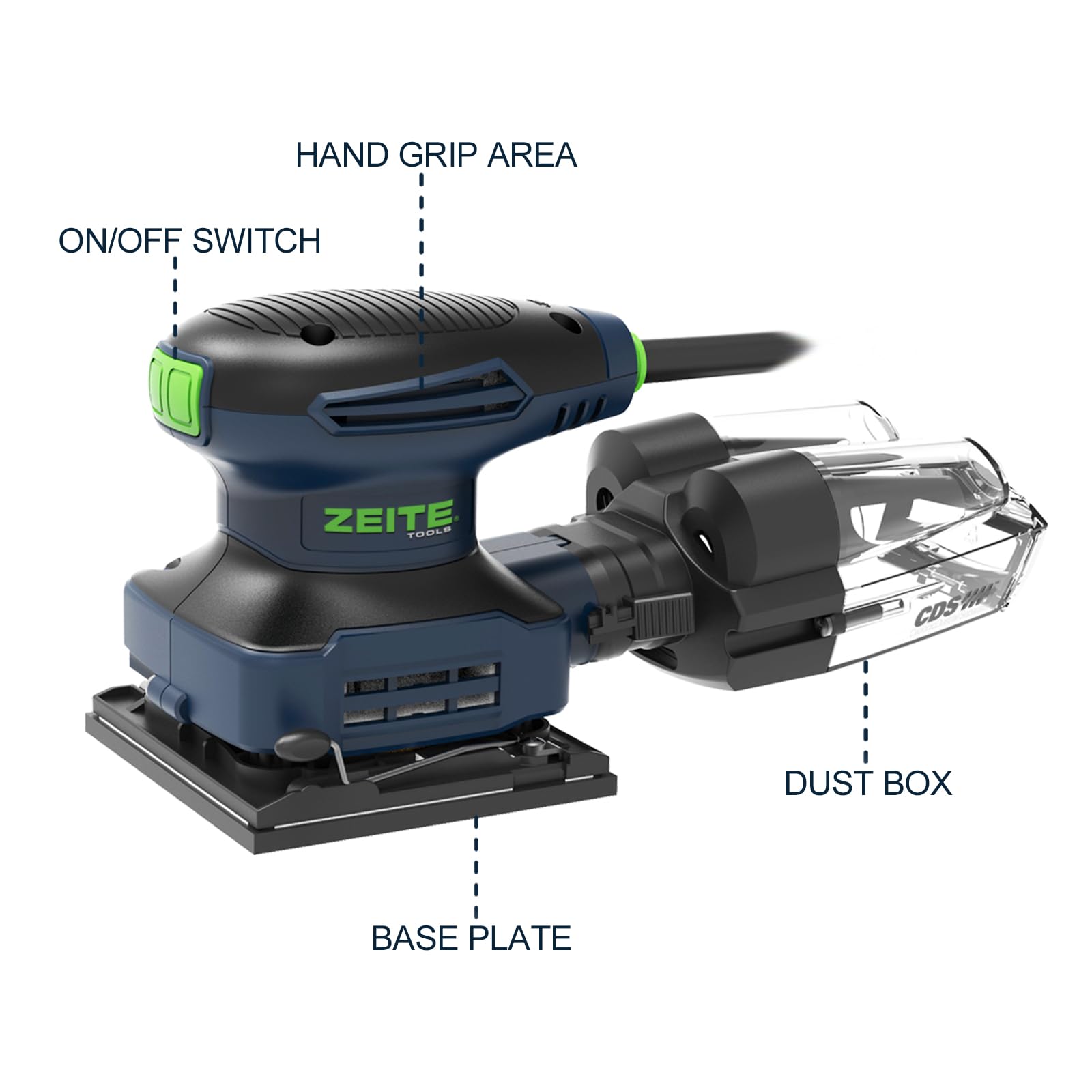 ZEITE 2.4 Amp 1/4 Sheet Sander with 12Pcs Sandpapers, Electric