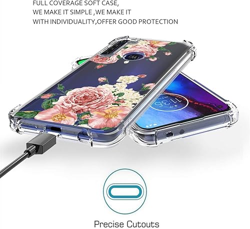 Miniatura 6 de Osophter Funda para Moto G Stylus transparente con esquinas reforzadas, TPU y absorción de golpes, flexible para Motorola Moto G Stylus (flor de