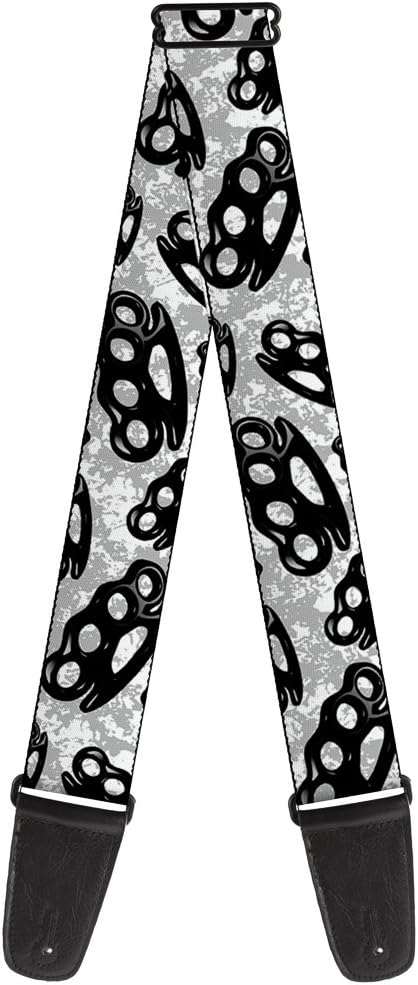 Buckle-Down Guitar Strap - Brass Knuckles White/Gray/Black - 2" Wide - 29-54" Length