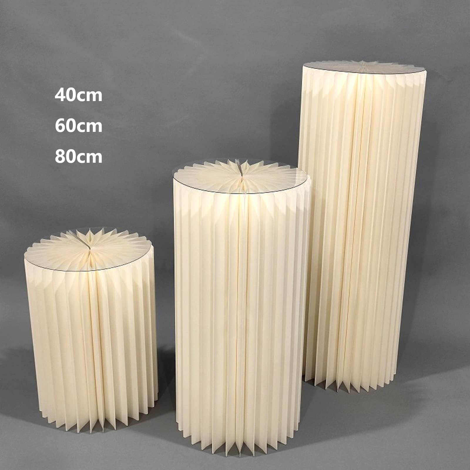 Składane stojaki cylindryczne, White Foldable Cylinder Pedestal Stand For Wedding, 30cm Diameter, 20-100cm Height, 5 Pcs(Small 3piece)