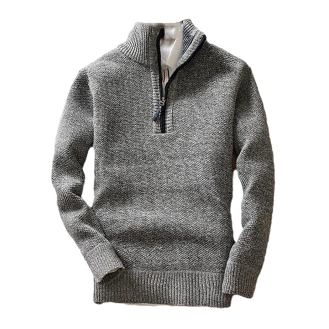 Pull en polaire homme gris col roulé zippé - 3