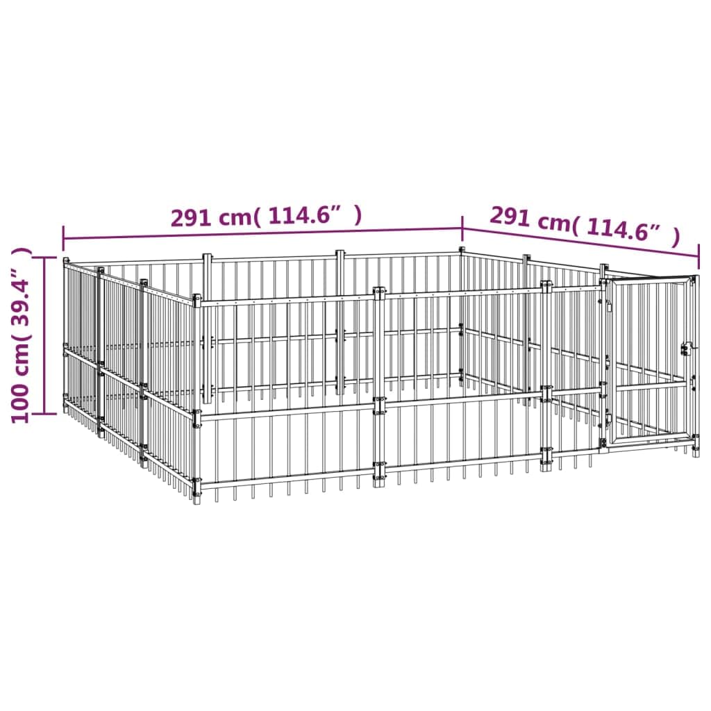 Perrera para perros exterior de acero con recubrimiento en polvo, 8,47 m², para jardín, con puerta giratoria para cachorros, caseta para perros, recinto de seguridad y protección