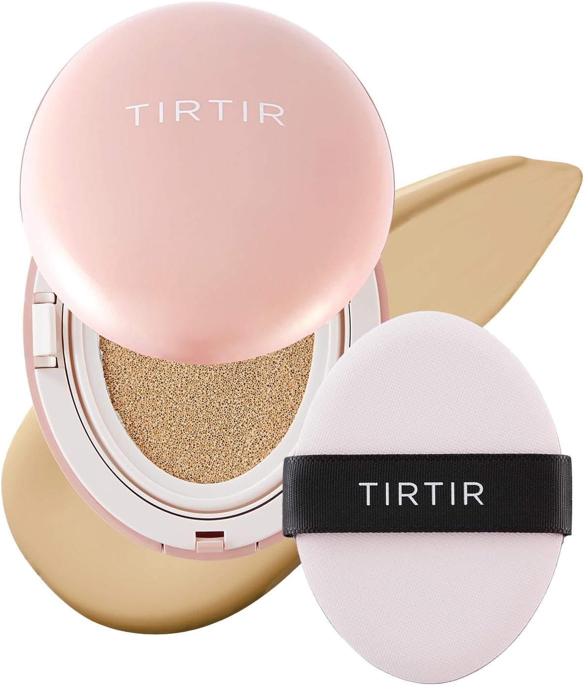 Mask Fit All Cover Pink Cushion Foundation | High coverage, Velvety Matte Finish, Lightweight, Flawless, Corrects Redness, Korean Cushion (#24W Soft Beige, Full Size, 0.63 Fl Oz)