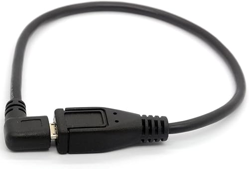 Miniatura 6 de Micro B 5 pines ángulo recto 90 grados Cable de extensión macho a hembra Adaptador 9.8 in Cable USB de sincronización y carga (izquierda)