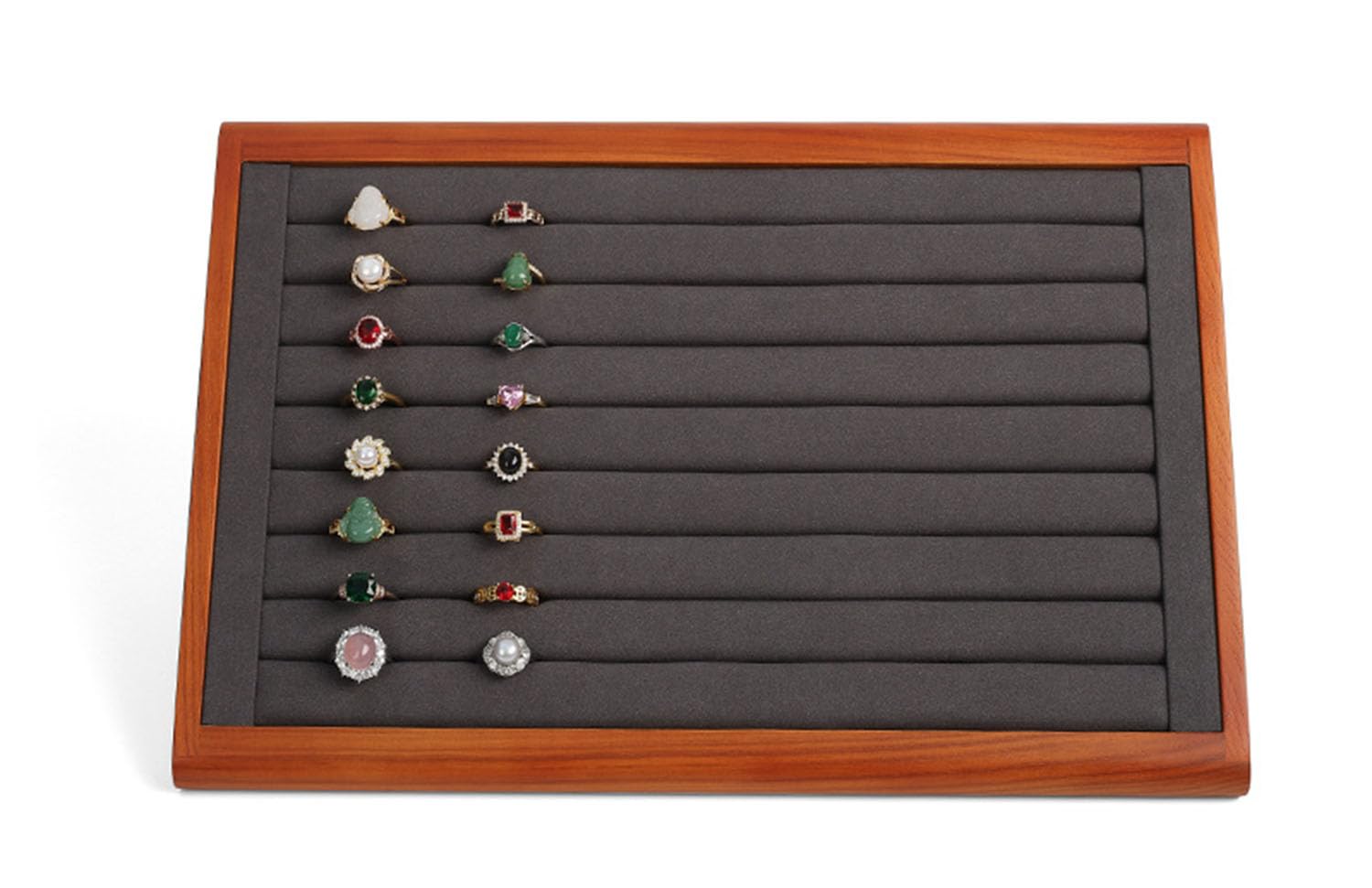 Vassoio portagioie legno massello donna,scatola organizer anelli orecchini | Eleganti vassoi per esposizione di gioielli, custodia per gioielli per vetrina al dettaglio con cassetti da tavolo