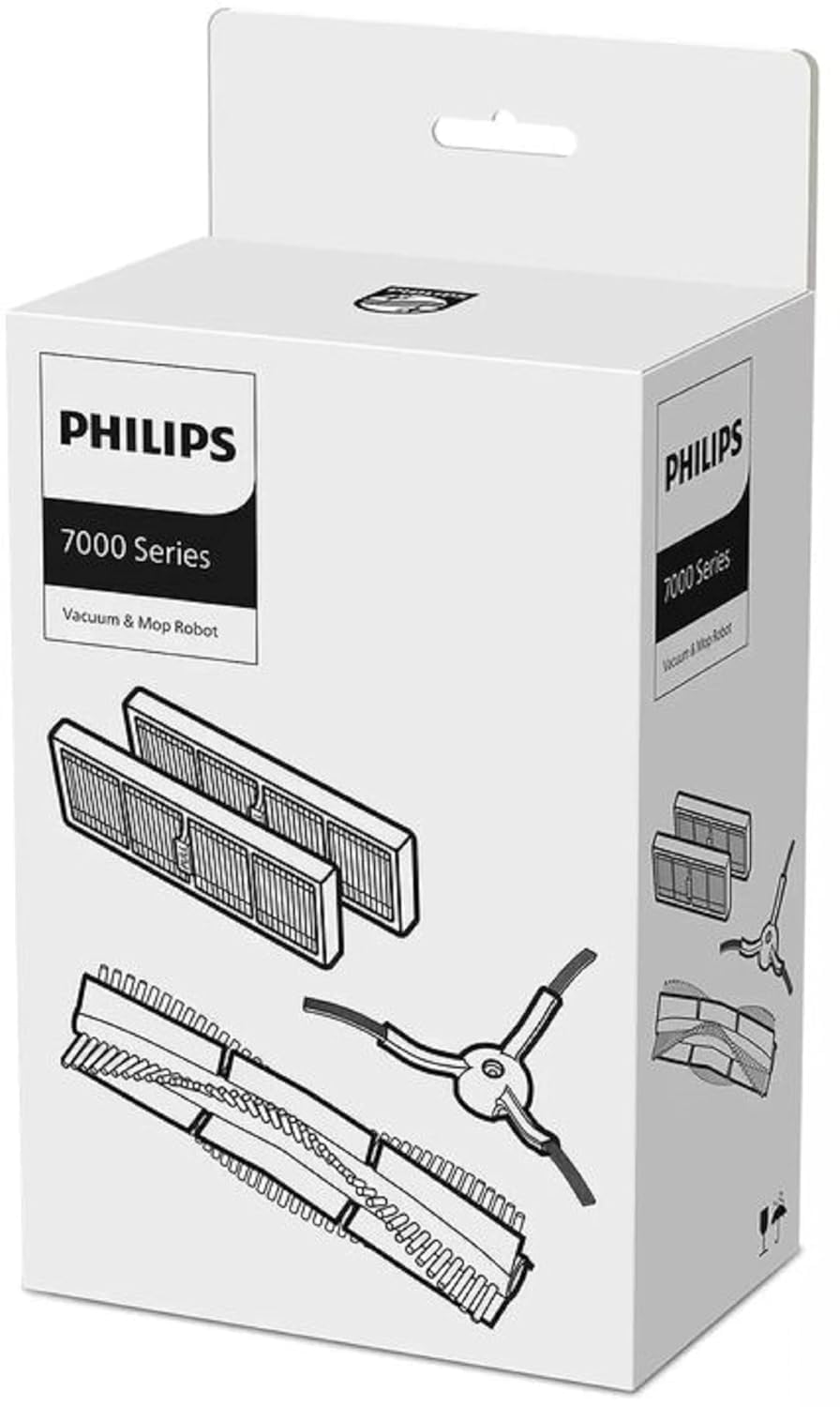 Philips Original HomeRun Vacuum and Mop Robots 7000 Replacement kit. 2 Washable Filters, 1 Main brush & 1 Side brush. For: XU7100/01, XU7100/02, XU7000/01, XU7000/02. (XV1473/00)