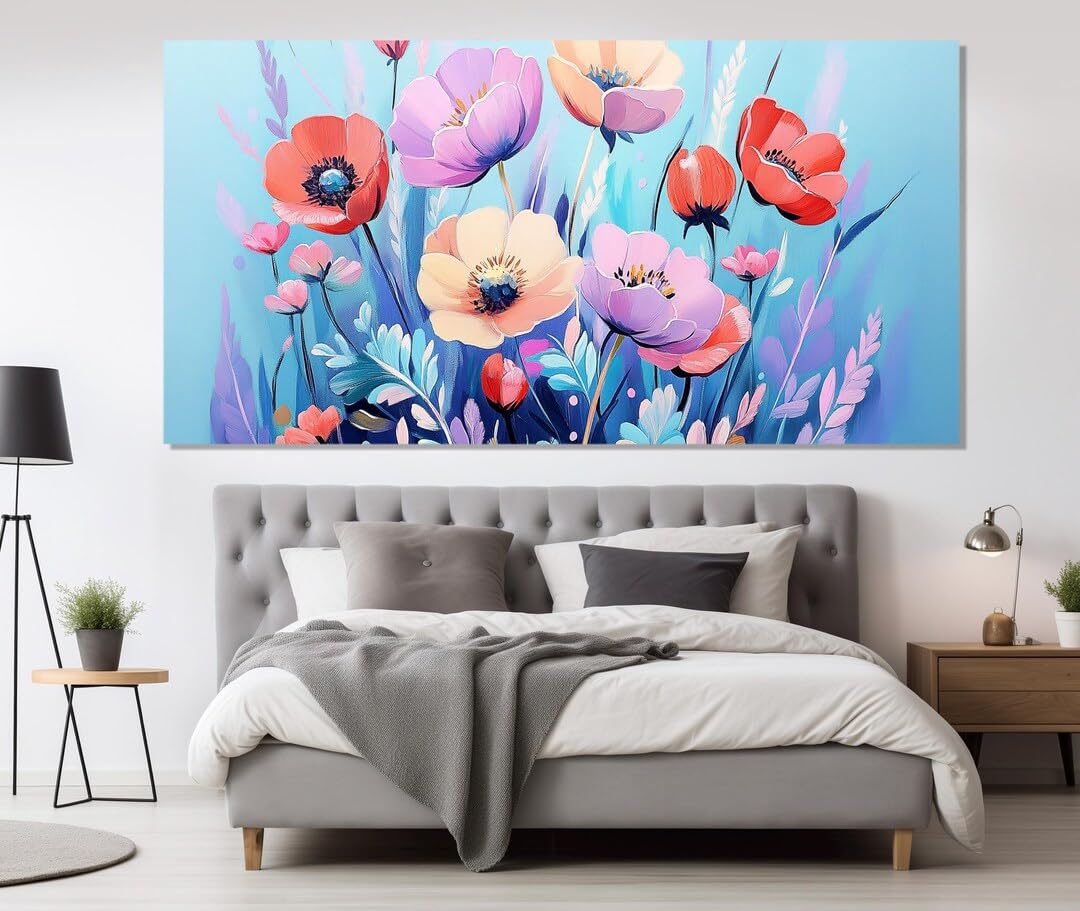 LMYCHENG Stonowane kwiaty plakat abstrakcyjny kwiatowy obraz na płótnie kolorowy kwiatowy dekoracja ścienna do sypialni domu (80 x 160 cm/bez ramy)