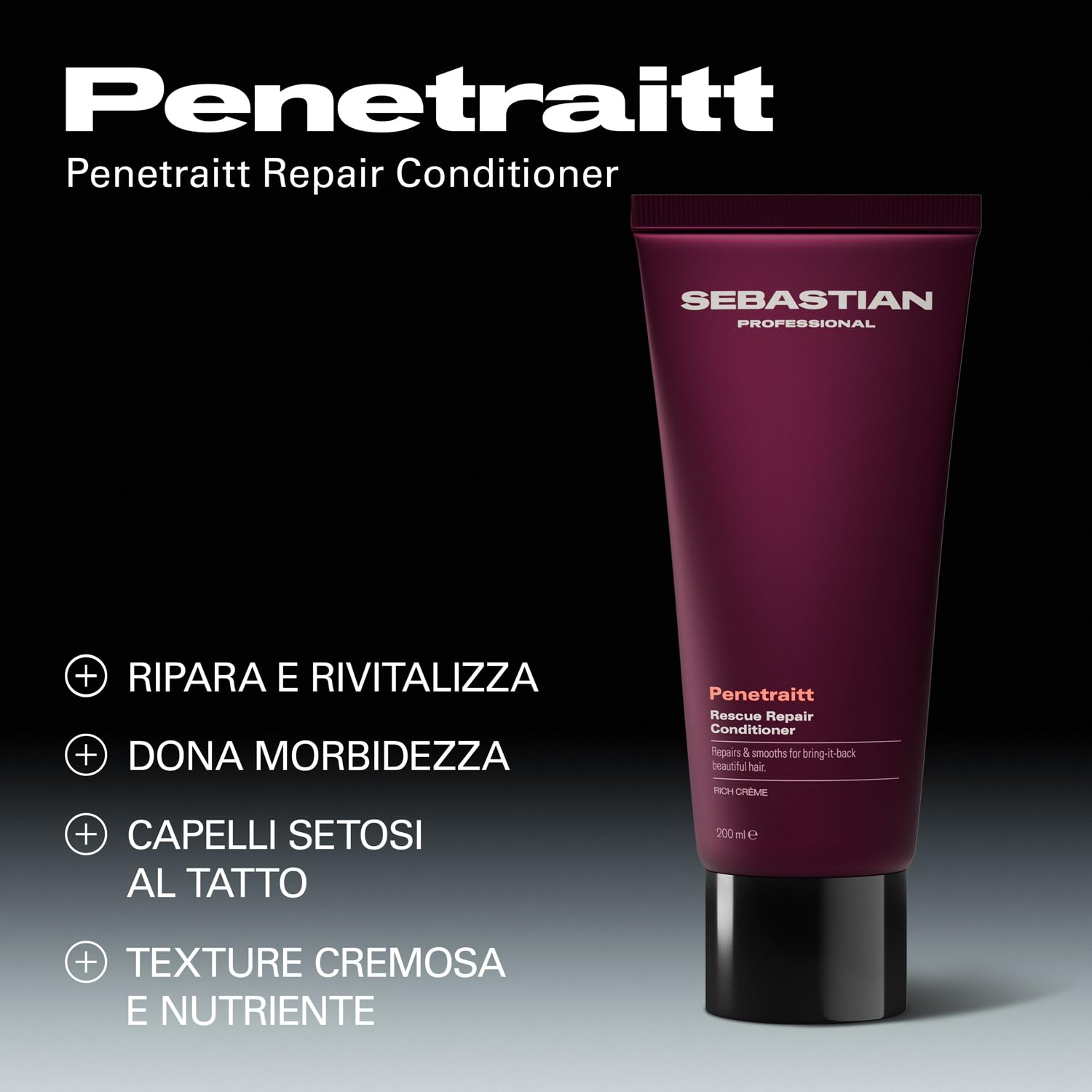 Sebastian Professional Penetraitt Rescue Repair Conditioner – Balsamo riparatore che nutre e leviga i capelli danneggiati, donando morbidezza e lucentezza, 200ml
