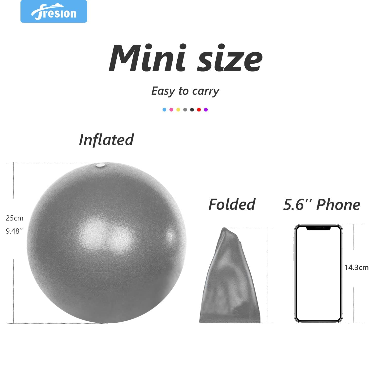 Fresion Mini Ballon D'exercice De Pilates Pour Yoga – Mini Ballon De Yoga De 25 Cm, Balle De Base, Petite Balle D'entraînement, Mini Ballon De Stabilité, Ballon D'exercice Pour Adultes