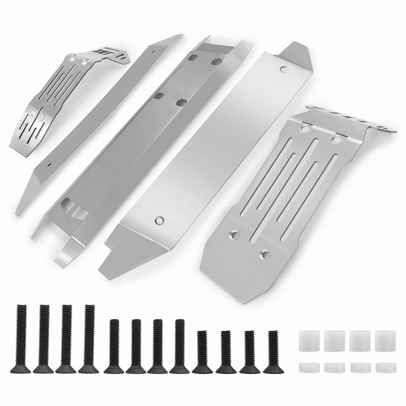 RCLIONS Stainless Steel Front Rear Center Skid Plate Chassis Protector Guard Armor for 1/6th XRT 8S RC Crawler Car Upgrades