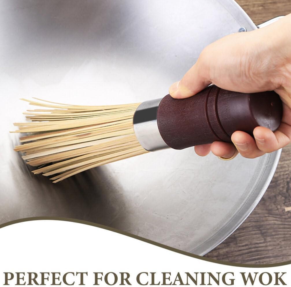 ABOOFAN Sturdy Bamboo High Density Cleaning Scrubber Ergonomic Handle Easy to Use