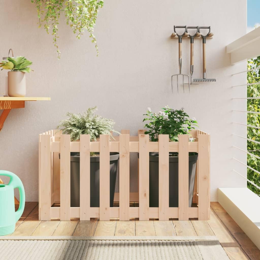Diseño de valla de listones de 100 x 50 x 50 cm, madera maciza de pino sin tratar, para jardín y terraza, versátil, ideal para el cultivo de flores y plantas