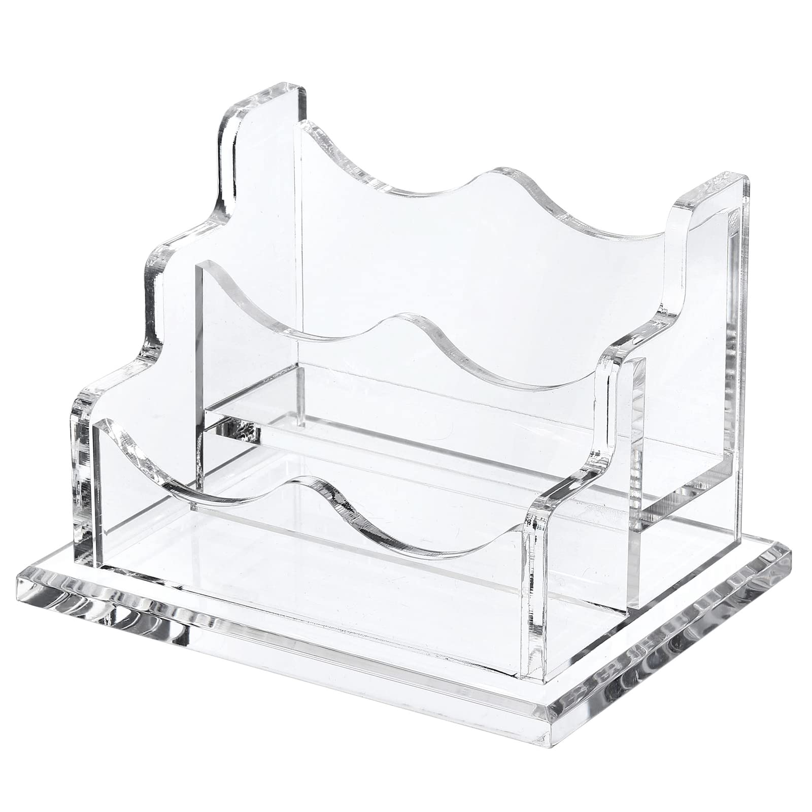 YOKIVE Acrylic Business Card Holders, 2 Slots Business Card Display, Cards Holders Organizer, Great for Office Desktop (Clear