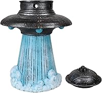 Vista 5 de Ebros Gift Platillo volador nave espacial OVNI Invader Alien Craft despegando reflujo incienso quemador de cono de soporte estatuilla extraterrestre