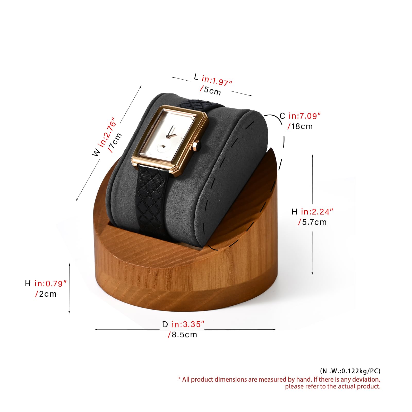 Oirlv In Legno Massiccio Rotondo Scatola Degli Orologi Porta Orologi Con Cuscino Scatola Per Orologi(Grigio Scuro)