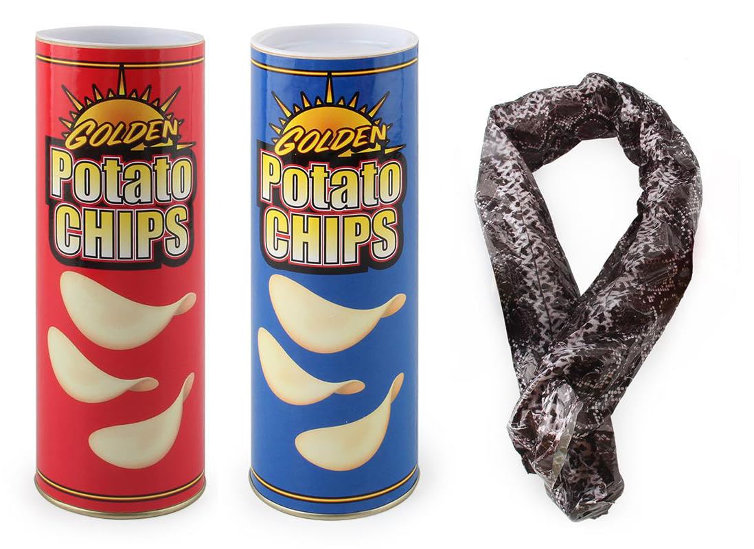 2 Pieces Potato Chip Snake Practical Joke Scary Prank Potato Chip Crisp Canister Snake Can Jump Prank Spring Novelty Funny April Fools Carnival Party Decoration Supplies