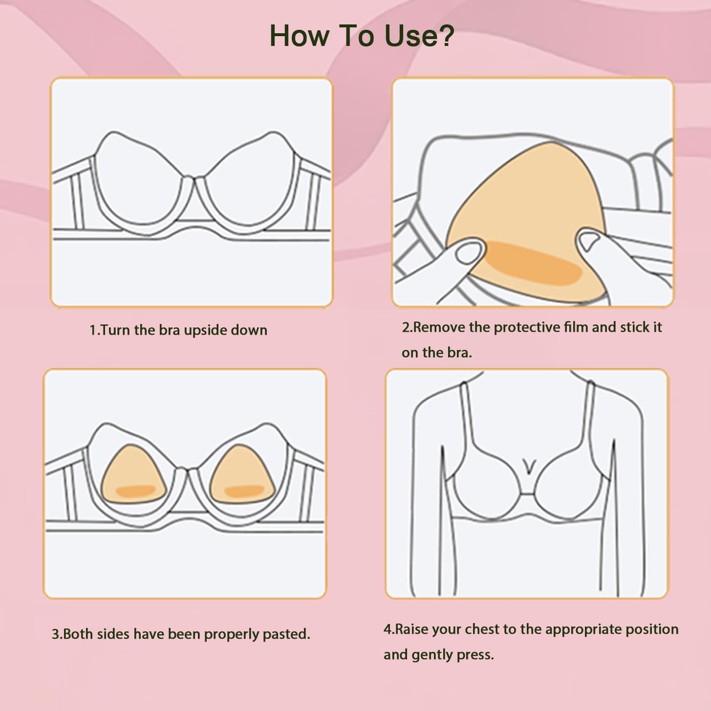 Bra Inserts Sponge Push Up Double Sticky Invisible Lift Inserts Double-Sided Sticky Bra UltraSuitable for Different Occasions image 5