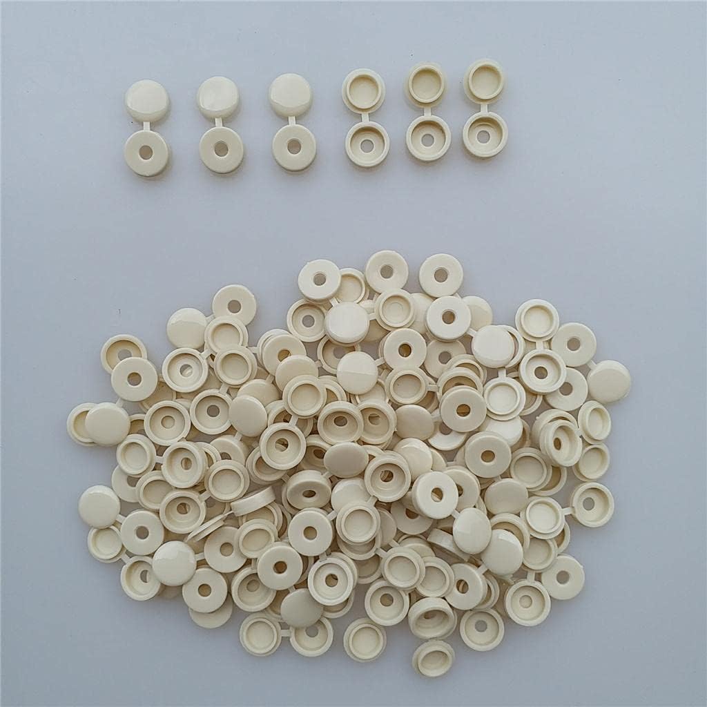 100Pcs Plastic Hinged Screw Cover Fold Part for Car Home Decor - Beige, 4.1mm