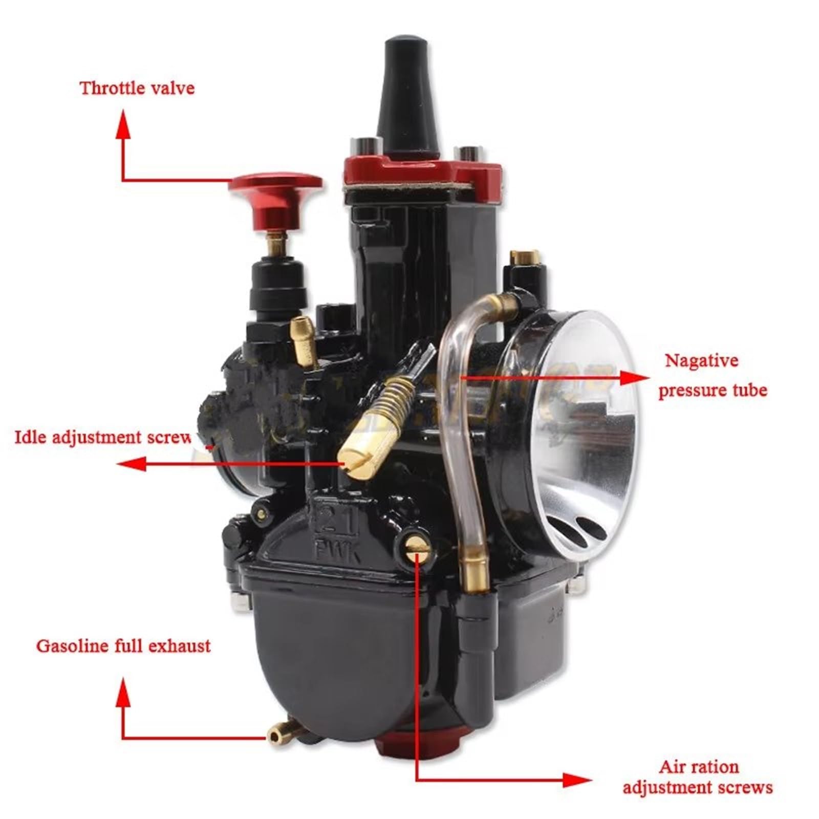 Carburateurs pour Moto Carburateur à Rideau Plat pour Moto, 21 24 26 28 30 32 34mm, pour PWK Pit Bike, Accessoires Motocross Carburettor(32mm)