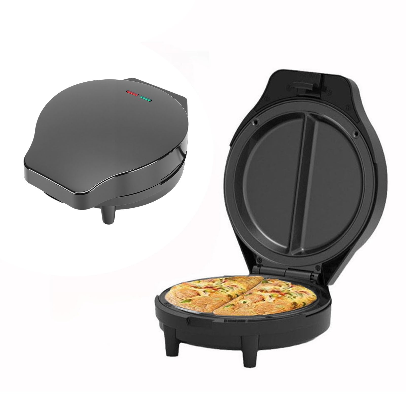 Omelette Eléctrica, Doble Zona de Cocción 1000W, Recubrimiento Antiadherente, Aislante Térmico, Base Antideslizante, Fabricada en España, Para una Limpieza Rápida (Enchufe europeo 220V)