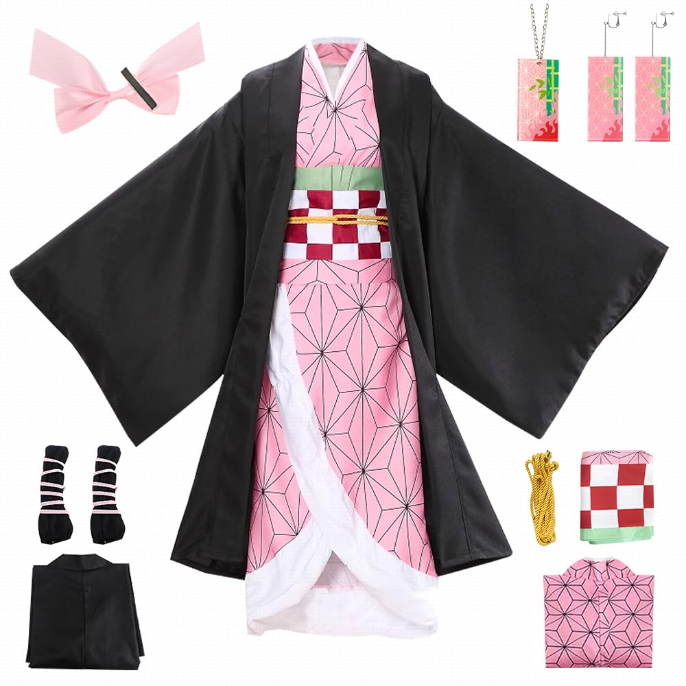 Anime Kimono Cosplay, Japanisches Kostüm Set, Kimono Cape Ensemble, Geschenk für Erwachsener, Japanisches Kostüm für Karneval Halloween Weihnachten