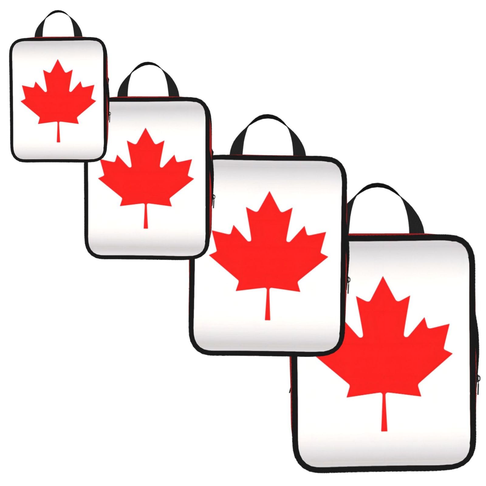 Canadian flag Print 4 Set Compression Packing Cubes for Suitcases,Expandable Storage Bag Organizers