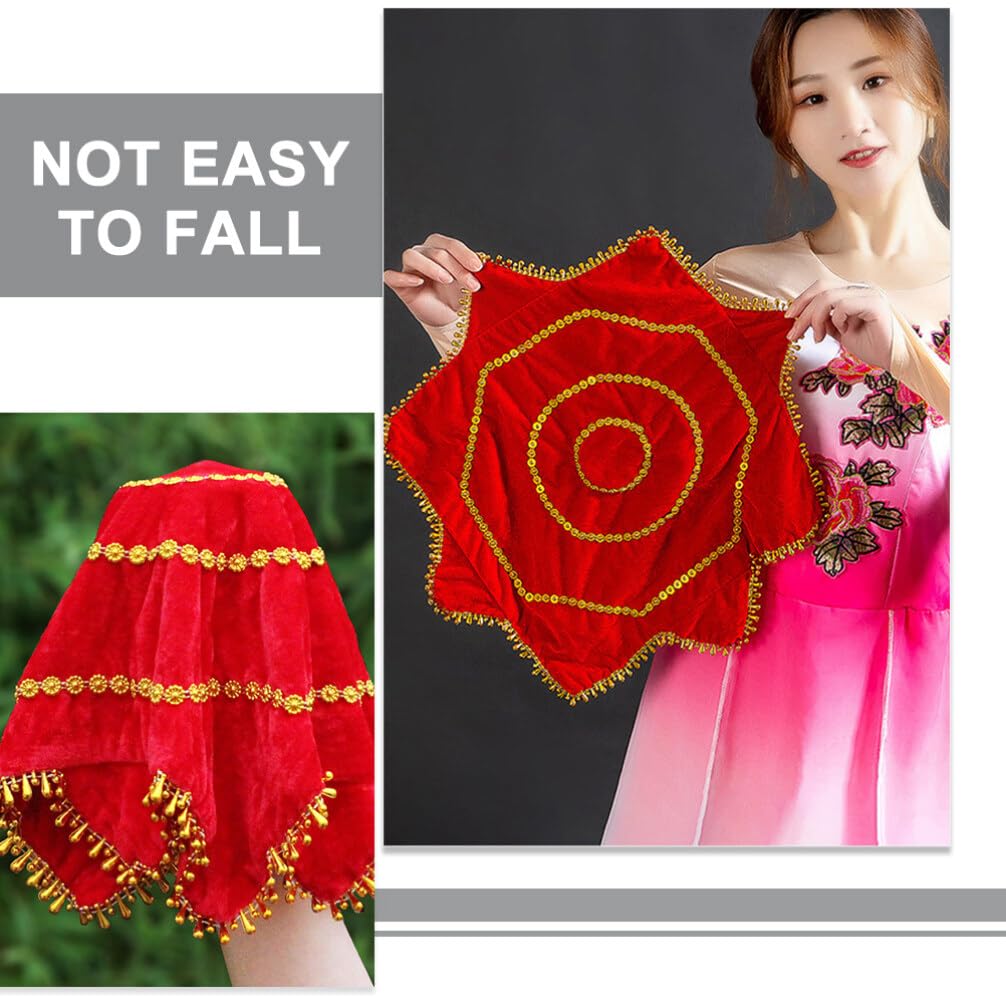 Cabilock Dance Towel Prop 2pcs Chinese Dance Handkerchief Cotton Handkerchiefs Sequins