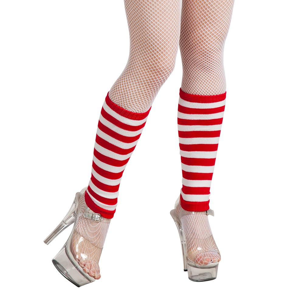 Rubies Adult Red And White Striped Leg Warmers White,Red