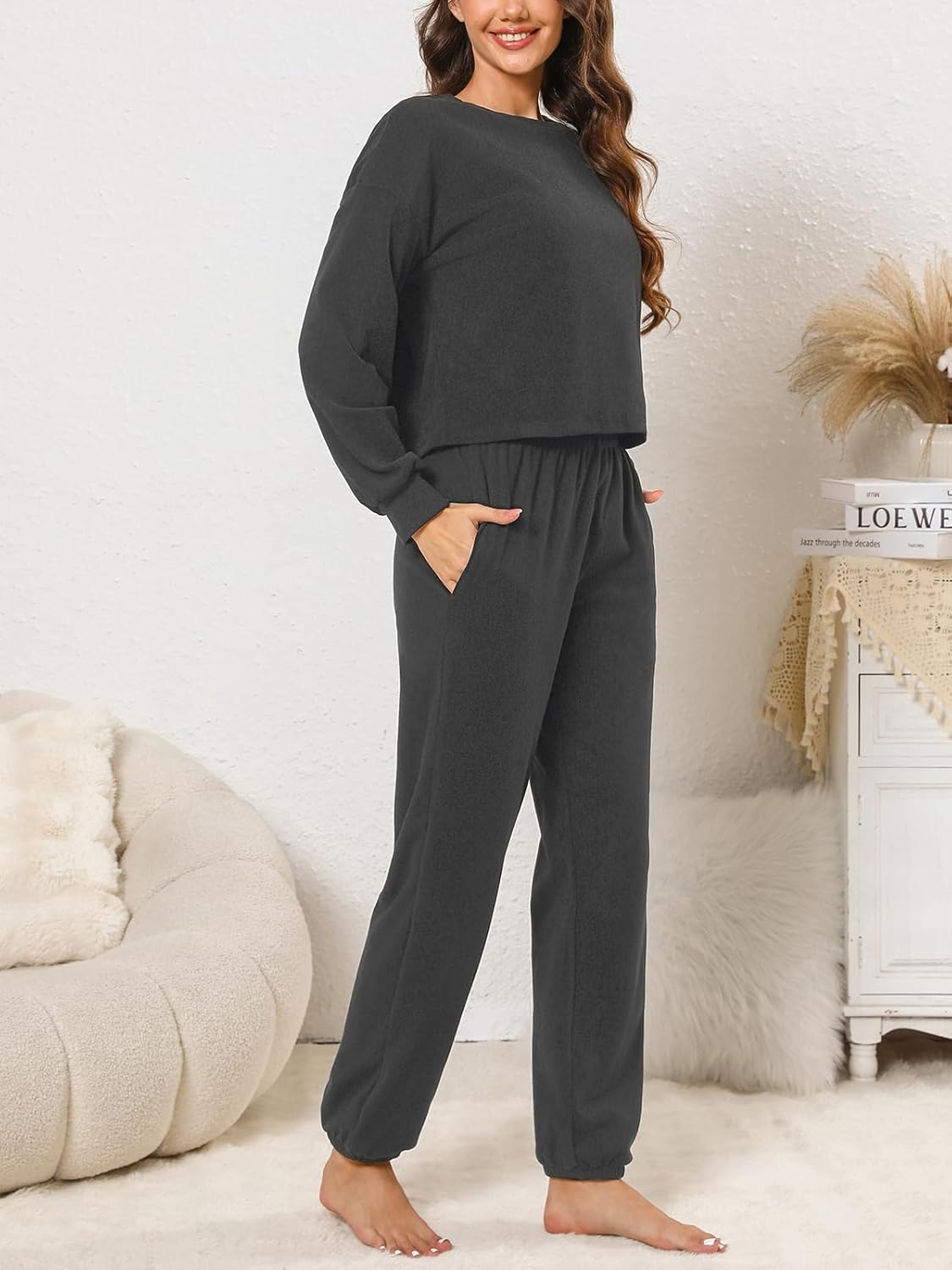 CUPSHE Women's Two Piece Outfit Sweatsuits Set Long Sleeve Loungewear Tracksuit Jogger Set - Image 6